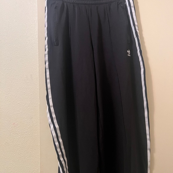 Adidas Black Track Pants with White Stripes - Picture 1 of 5